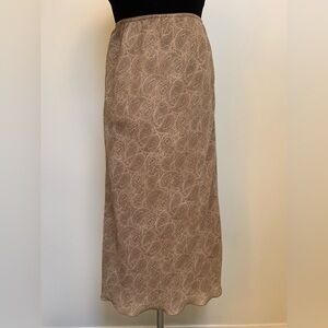 Norton McNaughton Vintage Skirt-Tan Brown Paisley Pattern-Elastic Waist-Lined-S